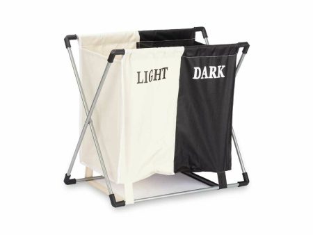 Laundry basket White Black Metal 60 x 34 x 56 cm Double (6 Units) on Sale