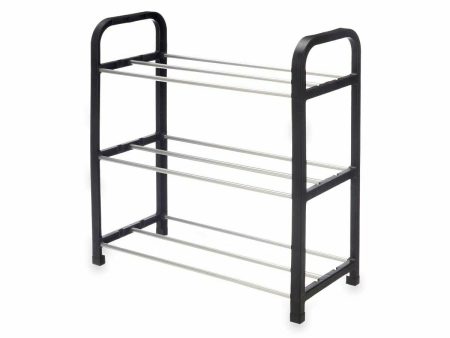 Shoe Rack 3 Shelves Black Silver 40 x 19 x 14 cm (12 Units) Supply