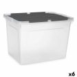 Storage Box with Lid 48 L Transparent Anthracite (6 Units) Cheap