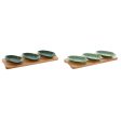 Appetizer Set Home ESPRIT Green Dark green Bamboo Porcelain Tropical 4 Pieces 28,4 x 10,5 x 3 cm (2 Units) Online Sale