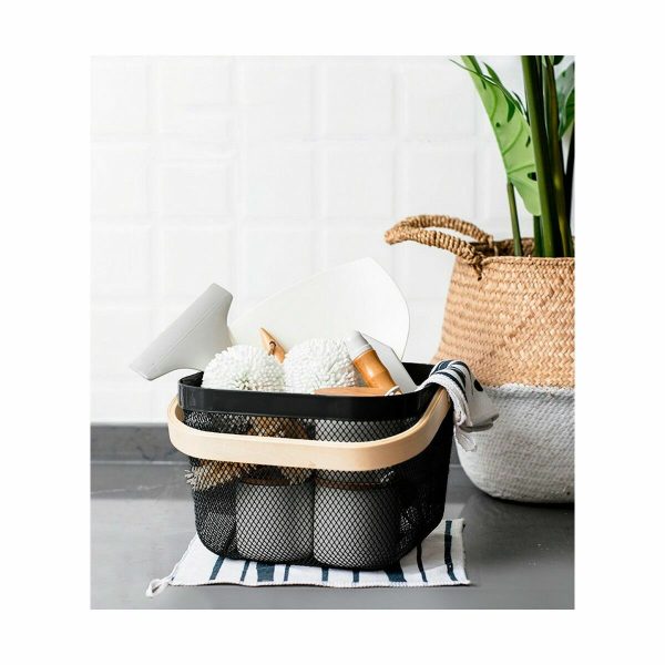 Multi-purpose basket Confortime Metal Wood 25 x 26 x 18 cm (6 Units) on Sale