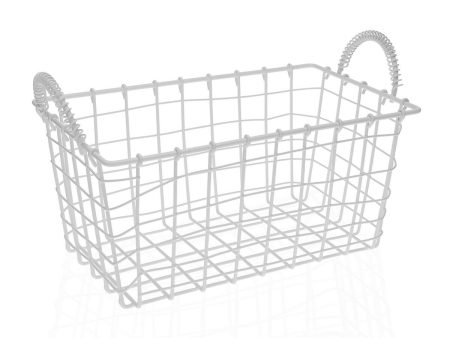 Multi-purpose basket Versa White Steel 23 x 14,5 x 37 cm Discount